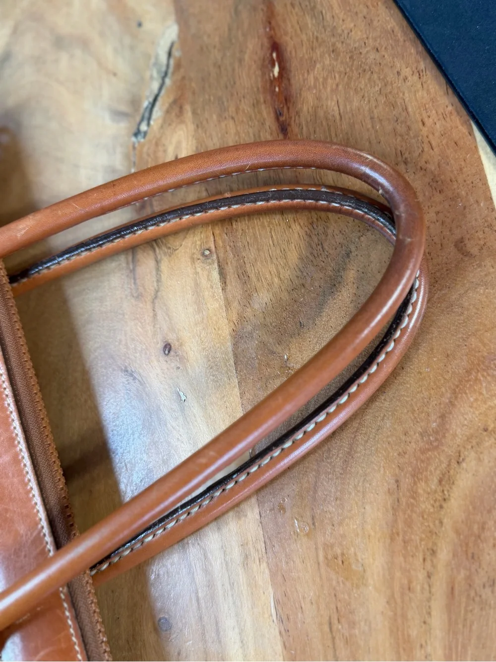 Dooney & Bourke Vintage Taupe/British Tan Leather Satchel Bag VGVC